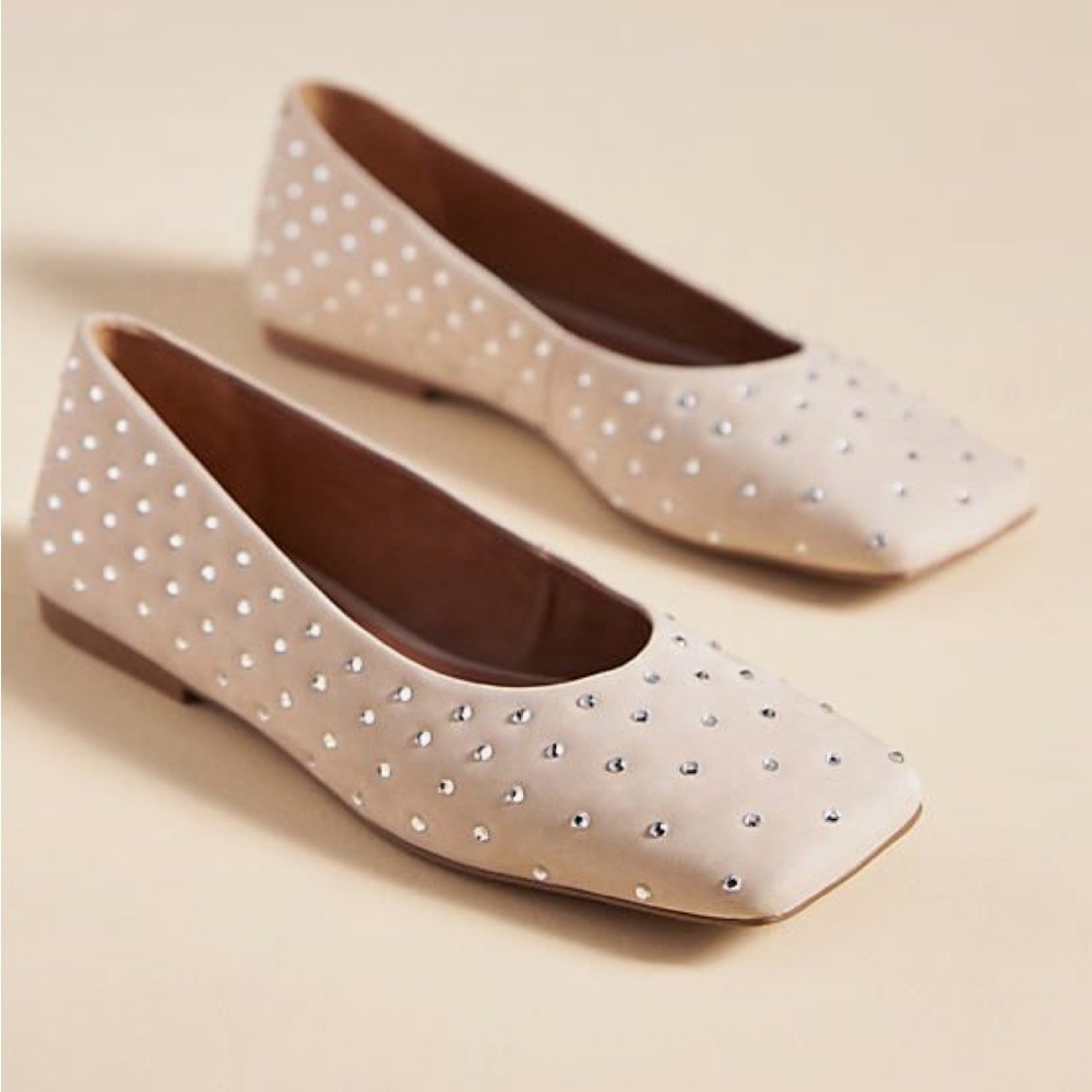 Anthropologie Vicenza Crystal Embellished Ballet Flats Sz. 8 NWOB